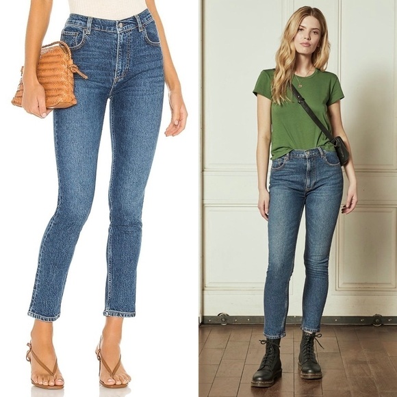 NWT BOYISH High Rise Organic Cotton Stretch Dark Denim Slim Straight Leg Jean 27 - Picture 3 of 8